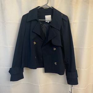 Navy Blue cropped trench coat - size Large - NWT